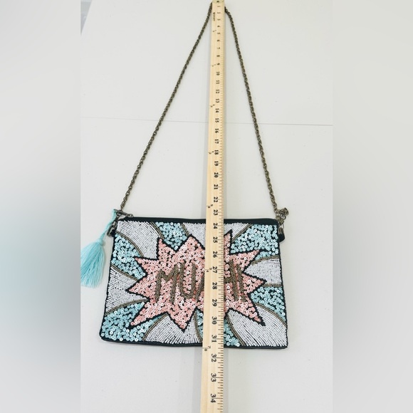 AMERICA & BEYOND  Blue /Pink Beaded Sequined Crossbody‎ - Picture 4 of 10